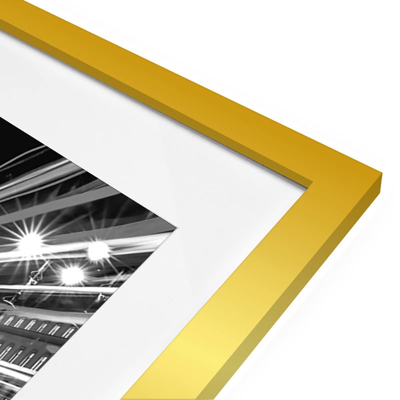 Americanflat 11x14 Picture Frame with Polished Crystal-Clear Glass - Use as 8x10 Frame with Mat or Display 11x14 Photo Without Mat - Signature Collection - Picture Frames for Wall Display - Gold - Image 2